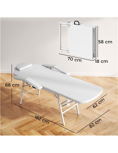 HOMCOM Portable Massage Table, 3 Section Adjustable Beauty Bed, Foldable Massage Bed with Face Hole, Recliner Chair with Removab