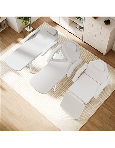 HOMCOM Portable Massage Table, 3 Section Adjustable Beauty Bed, Foldable Massage Bed with Face Hole, Recliner Chair with Removab