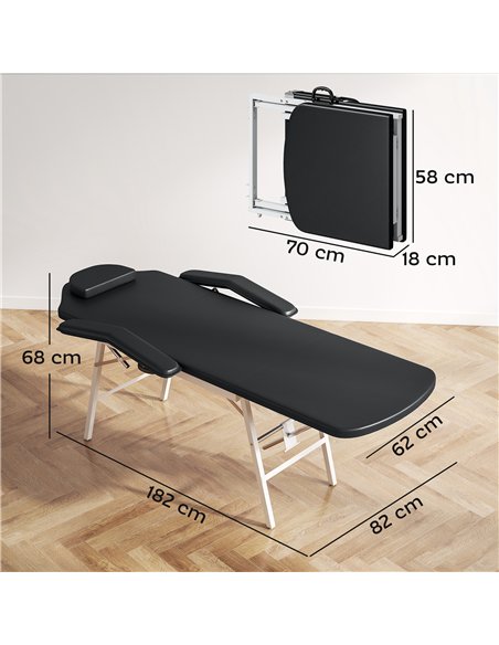 HOMCOM Portable Massage Table, 3 Section Adjustable Beauty Bed, Foldable Massage Bed with Face Hole, Recliner Chair with Removab