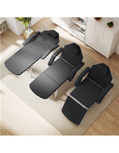 HOMCOM Portable Massage Table, 3 Section Adjustable Beauty Bed, Foldable Massage Bed with Face Hole, Recliner Chair with Removab