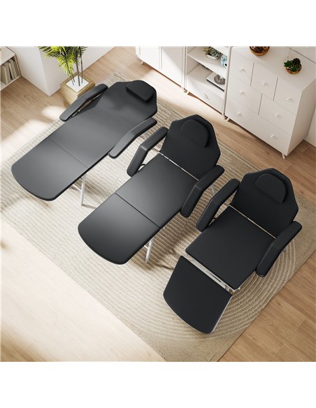 HOMCOM Portable Massage Table, 3 Section Adjustable Beauty Bed, Foldable Massage Bed with Face Hole, Recliner Chair with Removab