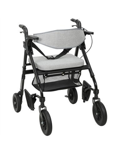 HOMCOM Rollator Walker Wheelchair, with Seat - Grey