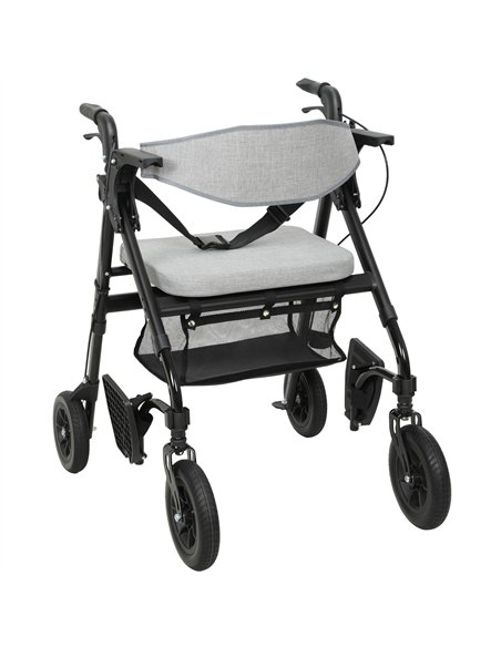 HOMCOM Rollator Walker Wheelchair, with Seat - Grey