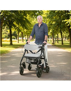 HOMCOM Rollator Walker Wheelchair, with Seat - Grey 2