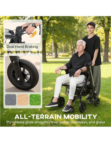 HOMCOM Rollator Walker Wheelchair, with Seat - Grey
