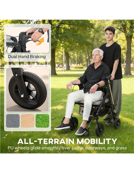 HOMCOM Rollator Walker Wheelchair, with Seat - Grey