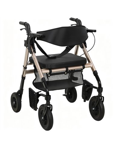 HOMCOM Rollator Walker Wheelchair, with Seat - Black