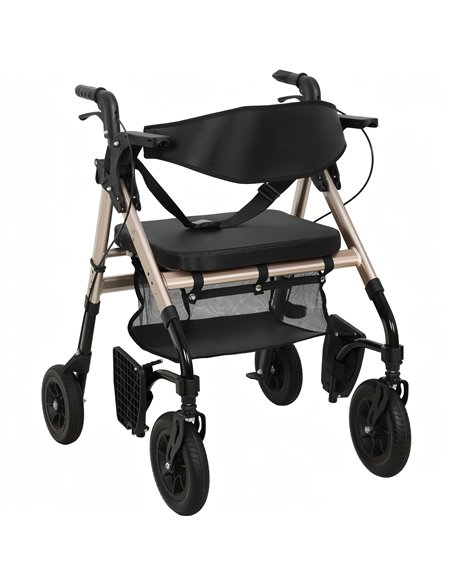 HOMCOM Rollator Walker Wheelchair, with Seat - Black