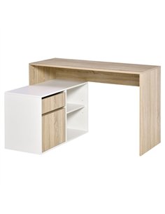 HOMCOM L-Shaped Desk, Corner Computer Desk with Storage Drawer, Adjustable Shelf, Cabinet for Home Office and Study, 120 x 92 x 
