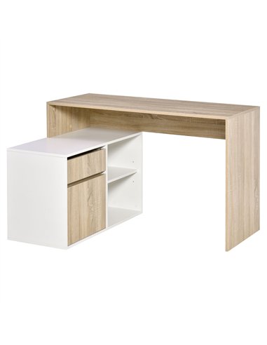 HOMCOM L-Shaped Desk, Corner Computer Desk with Storage Drawer, Adjustable Shelf, Cabinet for Home Office and Study, 120 x 92 x 