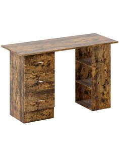 HOMCOM Computer Desk, Home Office Desk, Writing Table, PC Workstation with 3 Storage Shelves and 3 Drawers for Working, Study, 1