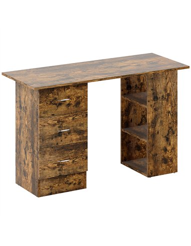 HOMCOM Computer Desk, Home Office Desk, Writing Table, PC Workstation with 3 Storage Shelves and 3 Drawers for Working, Study, 1