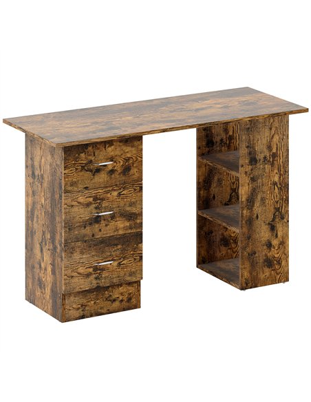 HOMCOM Computer Desk, Home Office Desk, Writing Table, PC Workstation with 3 Storage Shelves and 3 Drawers for Working, Study, 1