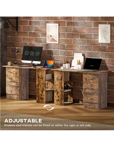 HOMCOM Computer Desk, Home Office Desk, Writing Table, PC Workstation with 3 Storage Shelves and 3 Drawers for Working, Study, 1