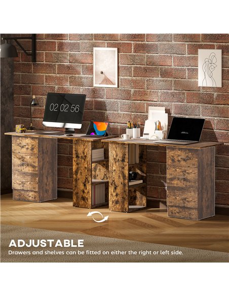 HOMCOM Computer Desk, Home Office Desk, Writing Table, PC Workstation with 3 Storage Shelves and 3 Drawers for Working, Study, 1