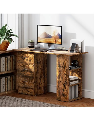 HOMCOM Computer Desk, Home Office Desk, Writing Table, PC Workstation with 3 Storage Shelves and 3 Drawers for Working, Study, 1