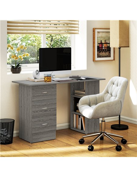 HOMCOM Computer Desk, Home Office Desk, Writing Table, PC Workstation with 3 Storage Shelves and 3 Drawers for Working, Study, 1