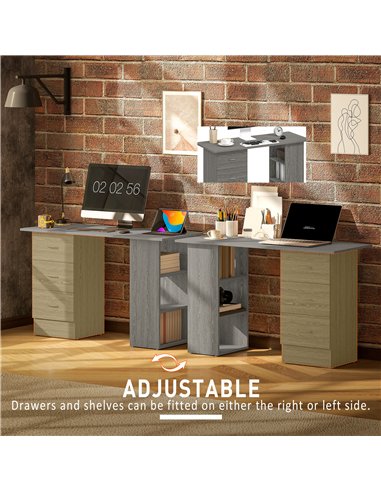 HOMCOM Computer Desk, Home Office Desk, Writing Table, PC Workstation with 3 Storage Shelves and 3 Drawers for Working, Study, 1