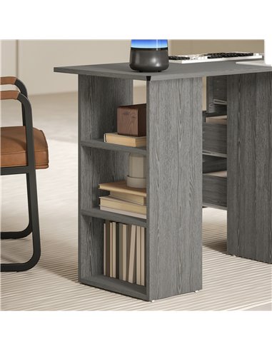 HOMCOM Computer Desk, Home Office Desk, Writing Table, PC Workstation with 3 Storage Shelves and 3 Drawers for Working, Study, 1