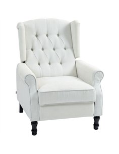 HOMCOM Recliner Armchair, Vintage Reclining Chair with Nail Head Trim, Wingback Chair with Button Tufted Back and Footrest, for 