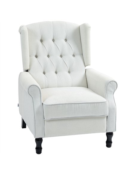 HOMCOM Recliner Armchair, Vintage Reclining Chair with Nail Head Trim, Wingback Chair with Button Tufted Back and Footrest, for 