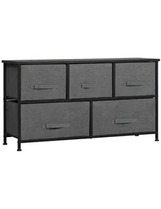 HOMCOM Chest of Five Fabric Drawers - Grey