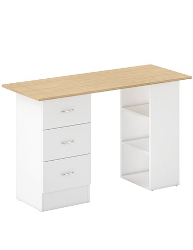 HOMCOM Computer Desk, Home Office Desk, Writing Table, PC Workstation with 3 Storage Shelves and 3 Drawers for Working, Study, 1