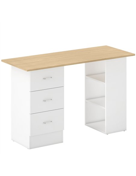 HOMCOM Computer Desk, Home Office Desk, Writing Table, PC Workstation with 3 Storage Shelves and 3 Drawers for Working, Study, 1