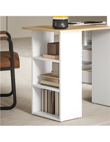 HOMCOM Computer Desk, Home Office Desk, Writing Table, PC Workstation with 3 Storage Shelves and 3 Drawers for Working, Study, 1