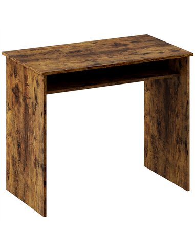 HOMCOM Boxy Work Desk, with Shelf - Wood-Effect