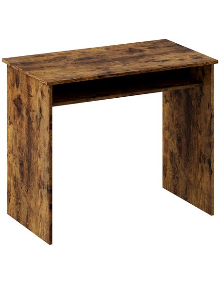 HOMCOM Boxy Work Desk, with Shelf - Wood-Effect