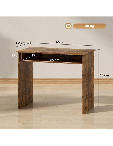 HOMCOM Boxy Work Desk, with Shelf - Wood-Effect