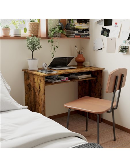 HOMCOM Boxy Work Desk, with Shelf - Wood-Effect