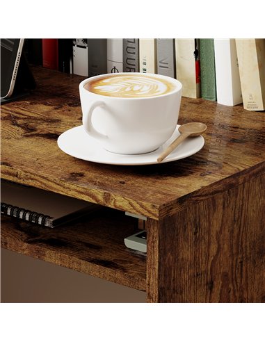 HOMCOM Boxy Work Desk, with Shelf - Wood-Effect