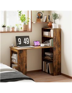 HOMCOM 120cm Computer Desk, Wooden PC Laptop Table with 6-Tier Storage Bookshelves, Home Office Working Study Desk, Writing Work 2