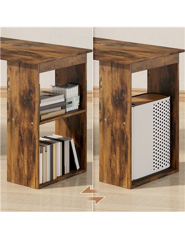 HOMCOM 120cm Computer Desk, Wooden PC Laptop Table with 6-Tier Storage Bookshelves, Home Office Working Study Desk, Writing Work