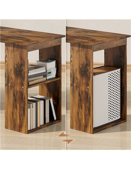 HOMCOM 120cm Computer Desk, Wooden PC Laptop Table with 6-Tier Storage Bookshelves, Home Office Working Study Desk, Writing Work