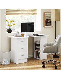 HOMCOM Computer Desk, Home Office Desk, Writing Table, PC Workstation with 3 Storage Shelves and 3 Drawers for Working, Study, 1 2