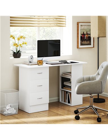 HOMCOM Computer Desk, Home Office Desk, Writing Table, PC Workstation with 3 Storage Shelves and 3 Drawers for Working, Study, 1