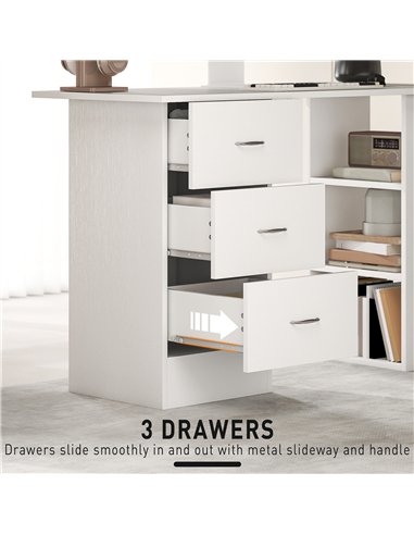 HOMCOM Computer Desk, Home Office Desk, Writing Table, PC Workstation with 3 Storage Shelves and 3 Drawers for Working, Study, 1