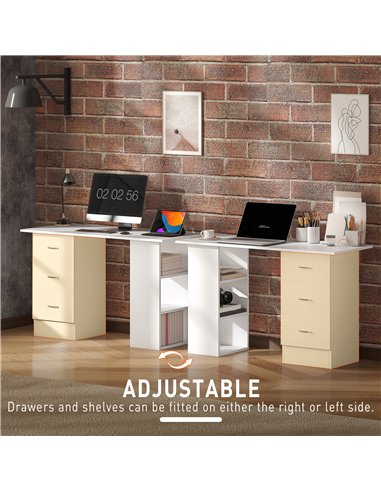 HOMCOM Computer Desk, Home Office Desk, Writing Table, PC Workstation with 3 Storage Shelves and 3 Drawers for Working, Study, 1