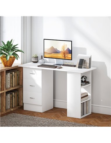 HOMCOM Computer Desk, Home Office Desk, Writing Table, PC Workstation with 3 Storage Shelves and 3 Drawers for Working, Study, 1
