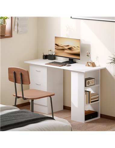 HOMCOM Computer Desk, Home Office Desk, Writing Table, PC Workstation with 3 Storage Shelves and 3 Drawers for Working, Study, 1