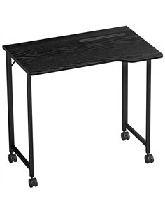 HOMCOM Folding Small Desk on Wheels - Black Wood Effect