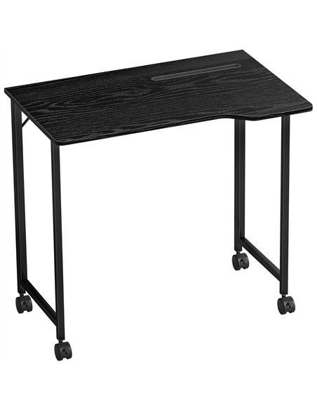 HOMCOM Folding Small Desk on Wheels - Black Wood Effect