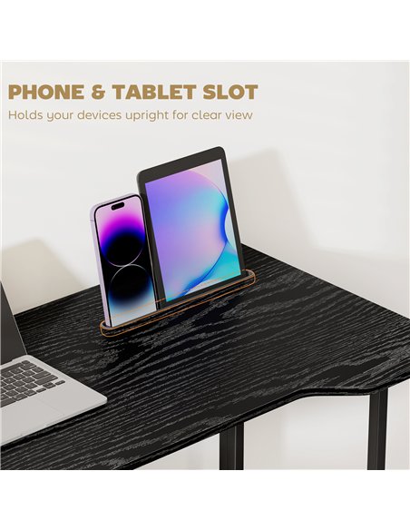 HOMCOM Folding Small Desk on Wheels - Black Wood Effect