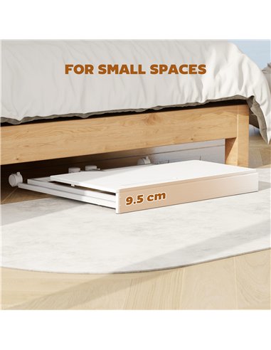 HOMCOM Small Folding Desk, with Wheels - White Wood-Effect