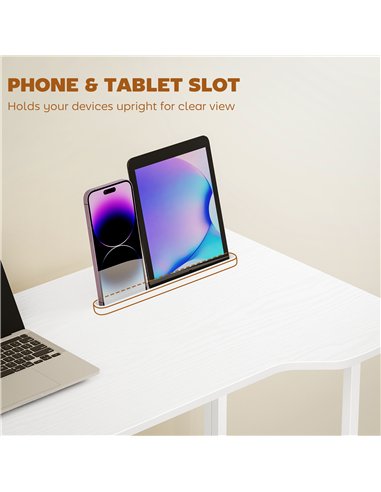 HOMCOM Small Folding Desk, with Wheels - White Wood-Effect