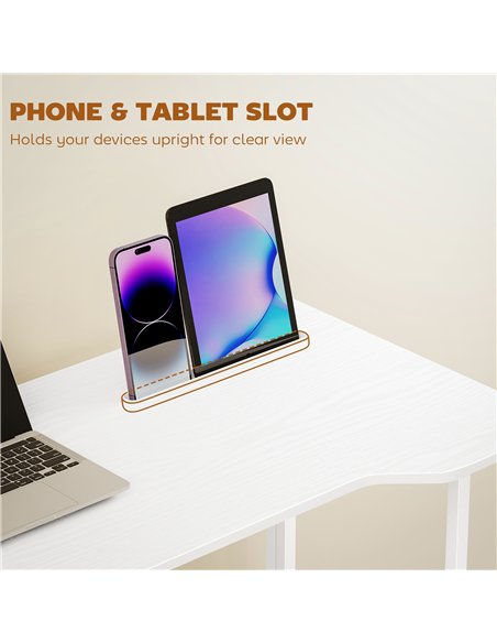 HOMCOM Small Folding Desk, with Wheels - White Wood-Effect