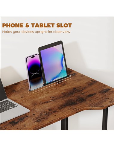 HOMCOM Folding Small Desk on Wheels - Rustic Brown